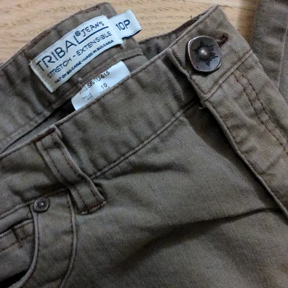 Tribal Jeans Stretch-Extensible Khaki Color Size 10P - Picture 2 of 5